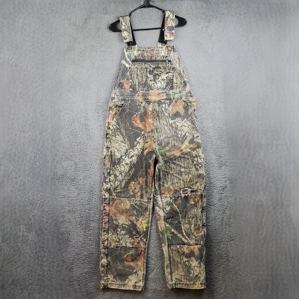 VTG Key Mossy Oak Full Foliage Camo Double Knee Bib Overalls Mens Size 36 Large